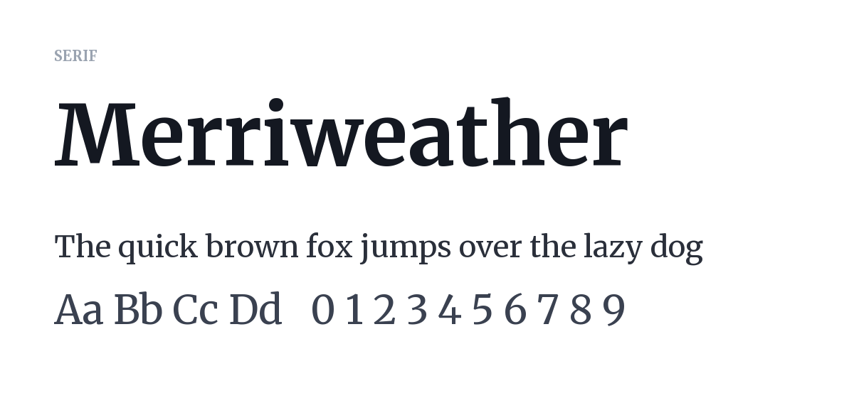 The Merriweather font shown in a specimen