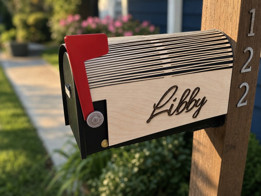 Personalized Wooden Mailbox with Name Sign