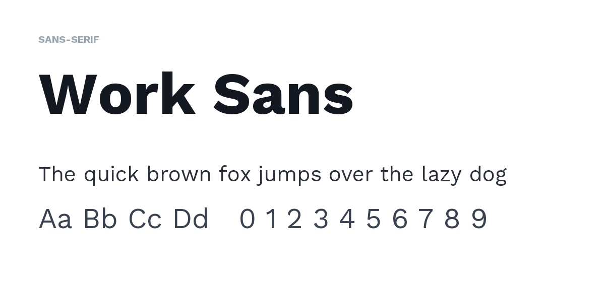 The Work Sans font shown in a specimen