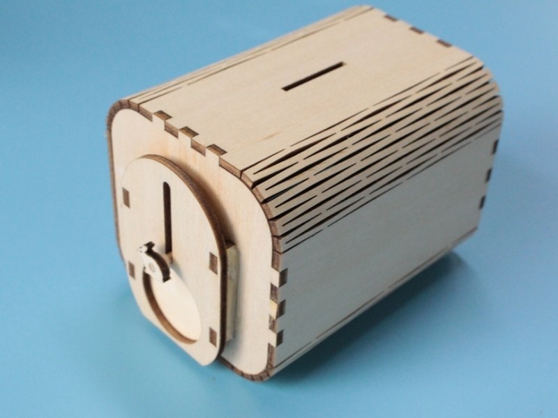 Laser cut wooden piggy bank money box for kids savings gift