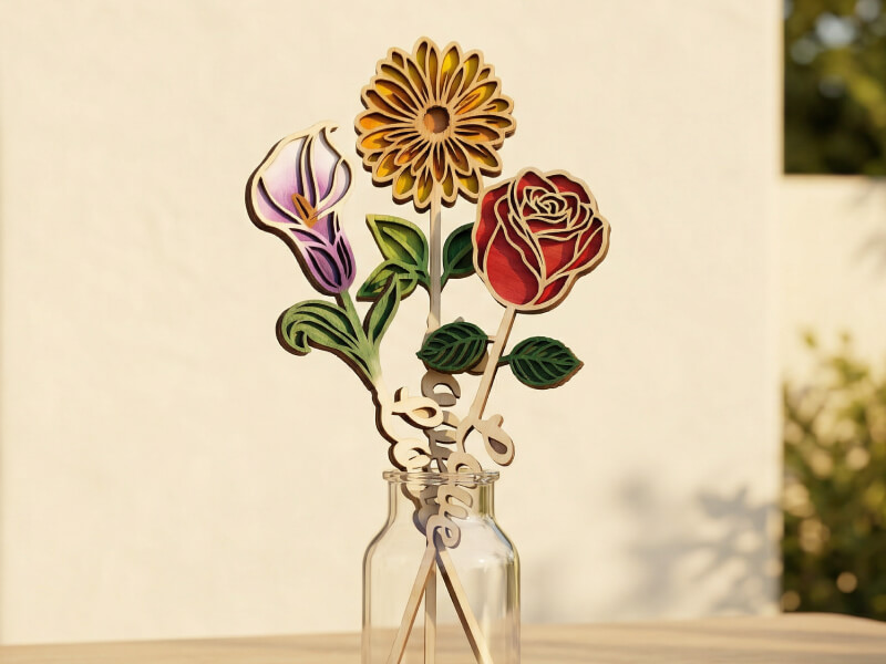 かこページ　加工花(オーダー分) Custom Laser Cut Wood Flower Generator | Instant Name Flower SVGs