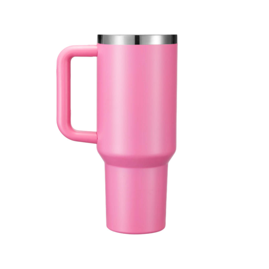 40oz(1183ml) Peony Pink to Silver Tumbler with Removable Handle