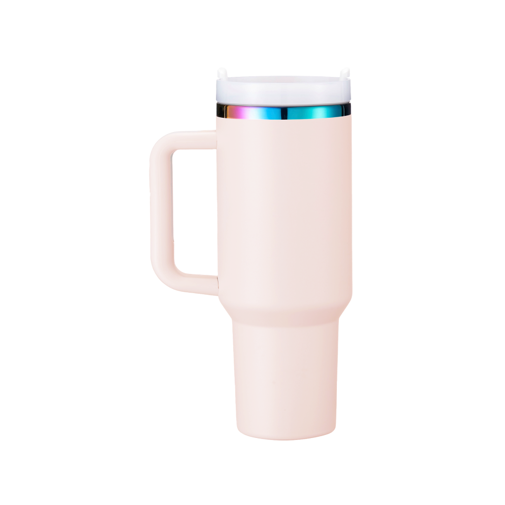 40oz(1183ml) Pink to Iridescent Tumbler with Removable Handle