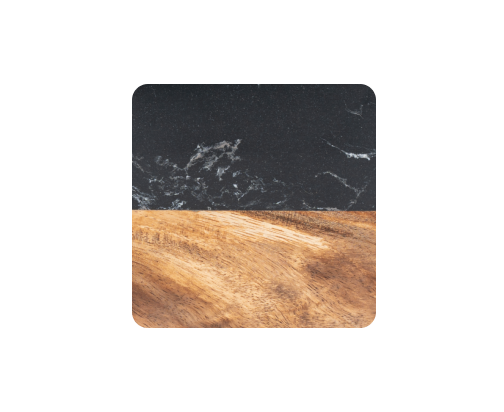 Square Black Marble and Wood Coasters