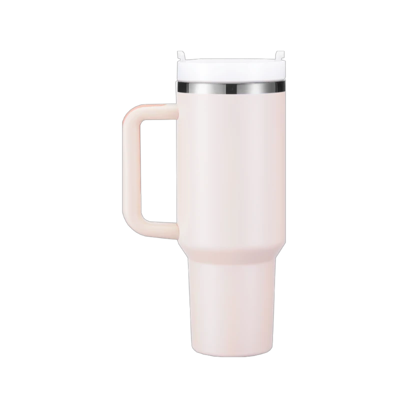 40oz(1183ml) Pink to Silver Tumbler with Removable Handle