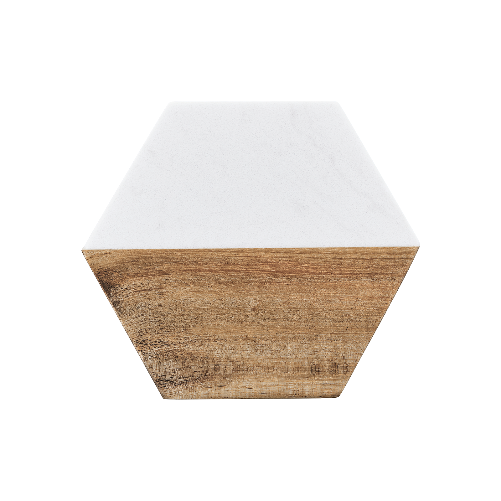 Hexagon White Marble and Wood Coasters