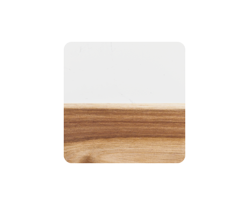Square White Marble and Wood Coasters