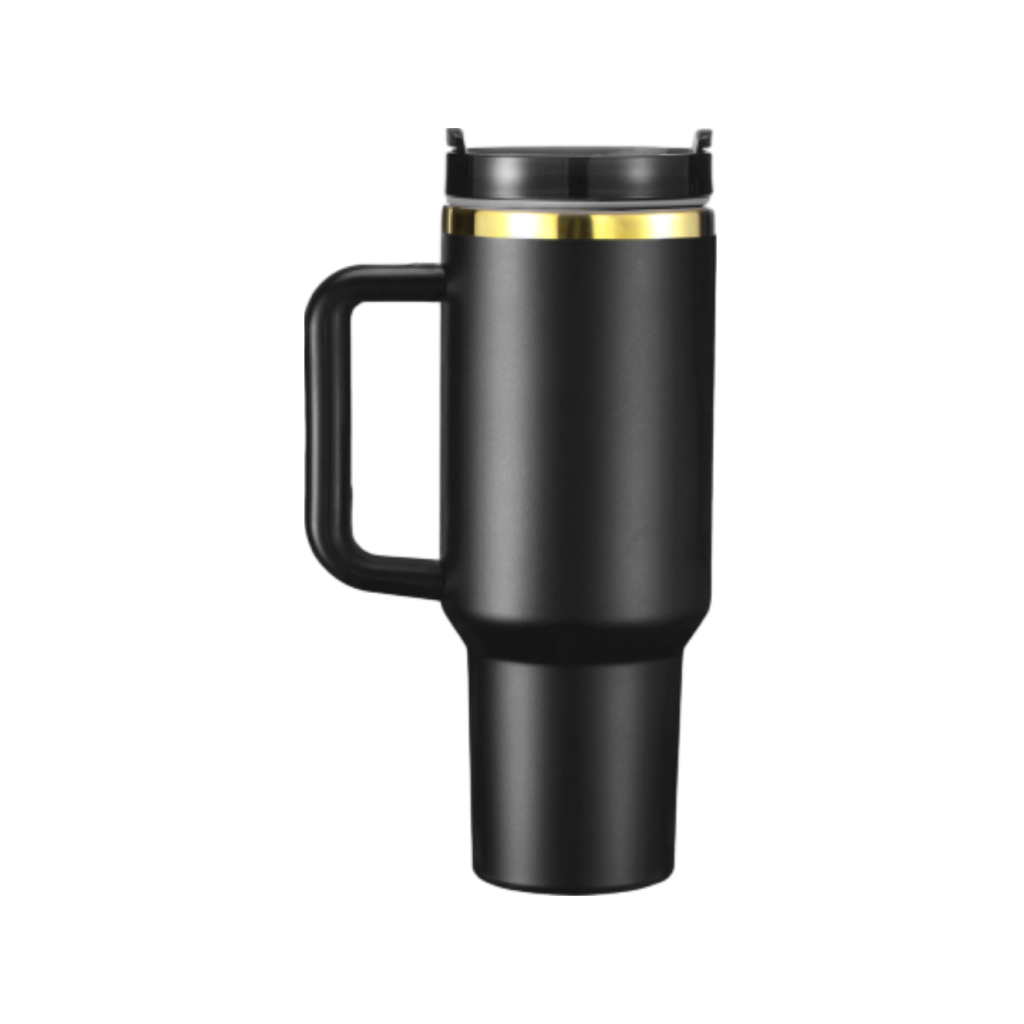 40oz(1183ml) Black to Gold Tumbler with Removable Handle