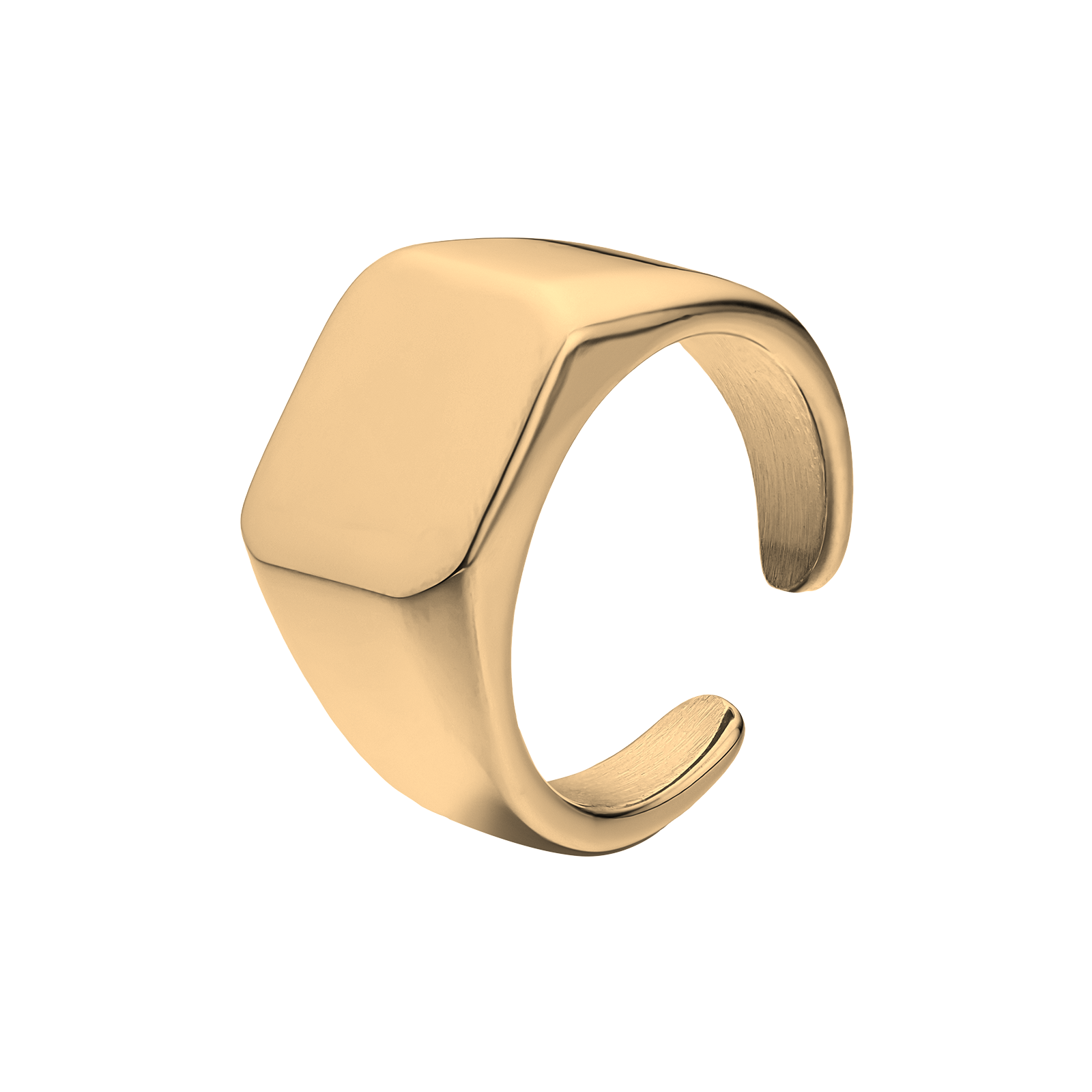 Gold Stainless Steel Square Signet Rings