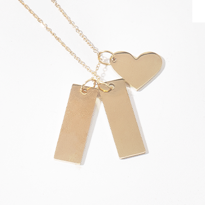 Stainless Steel Heart and Bar Necklace - Gold