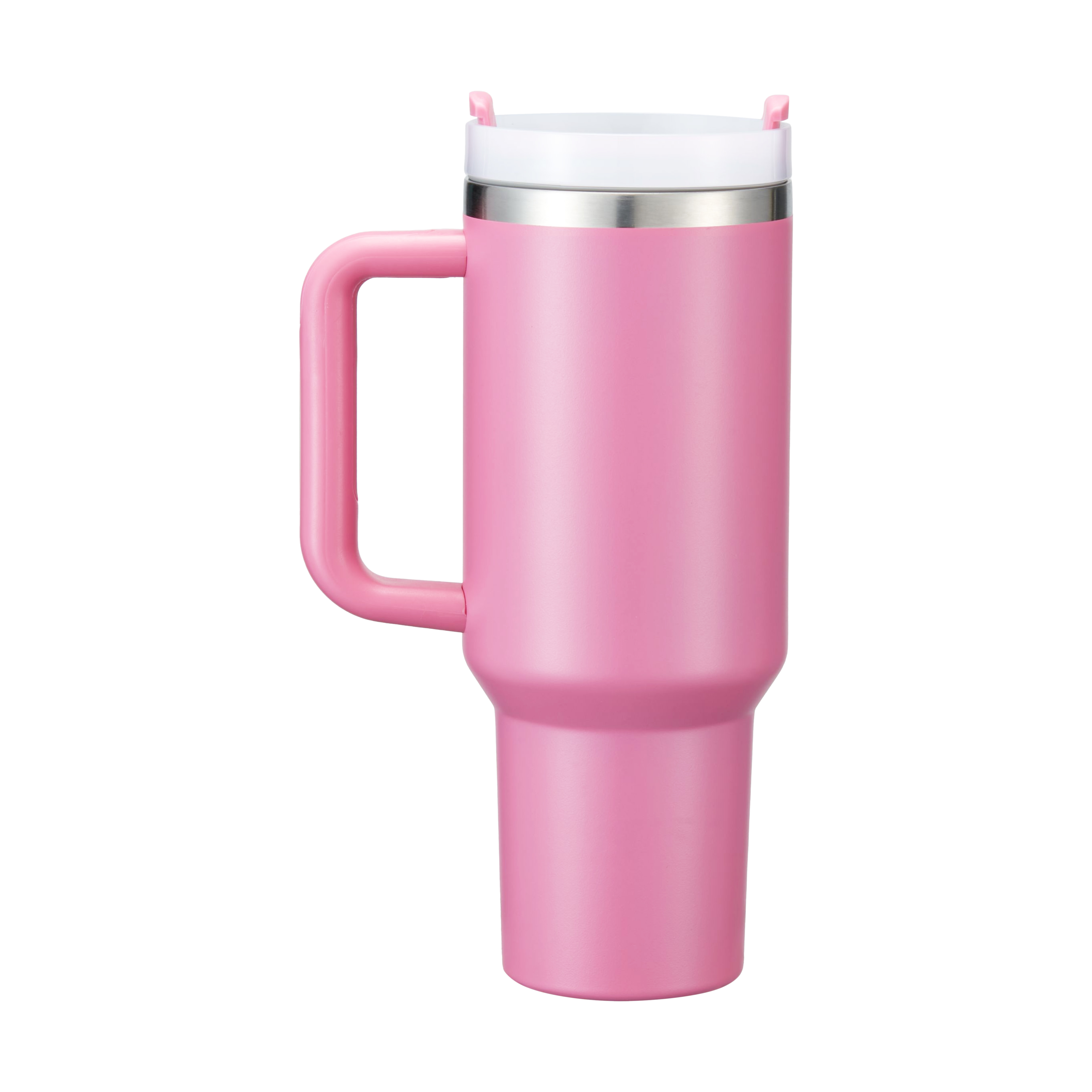 Термостакан из нержавеющей стали розового цвета с серебристым дном и ручкой (40 унций)