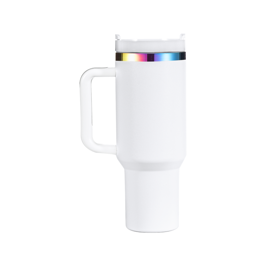 40oz(1183ml) White to Iridescent Tumbler with Removable Handle